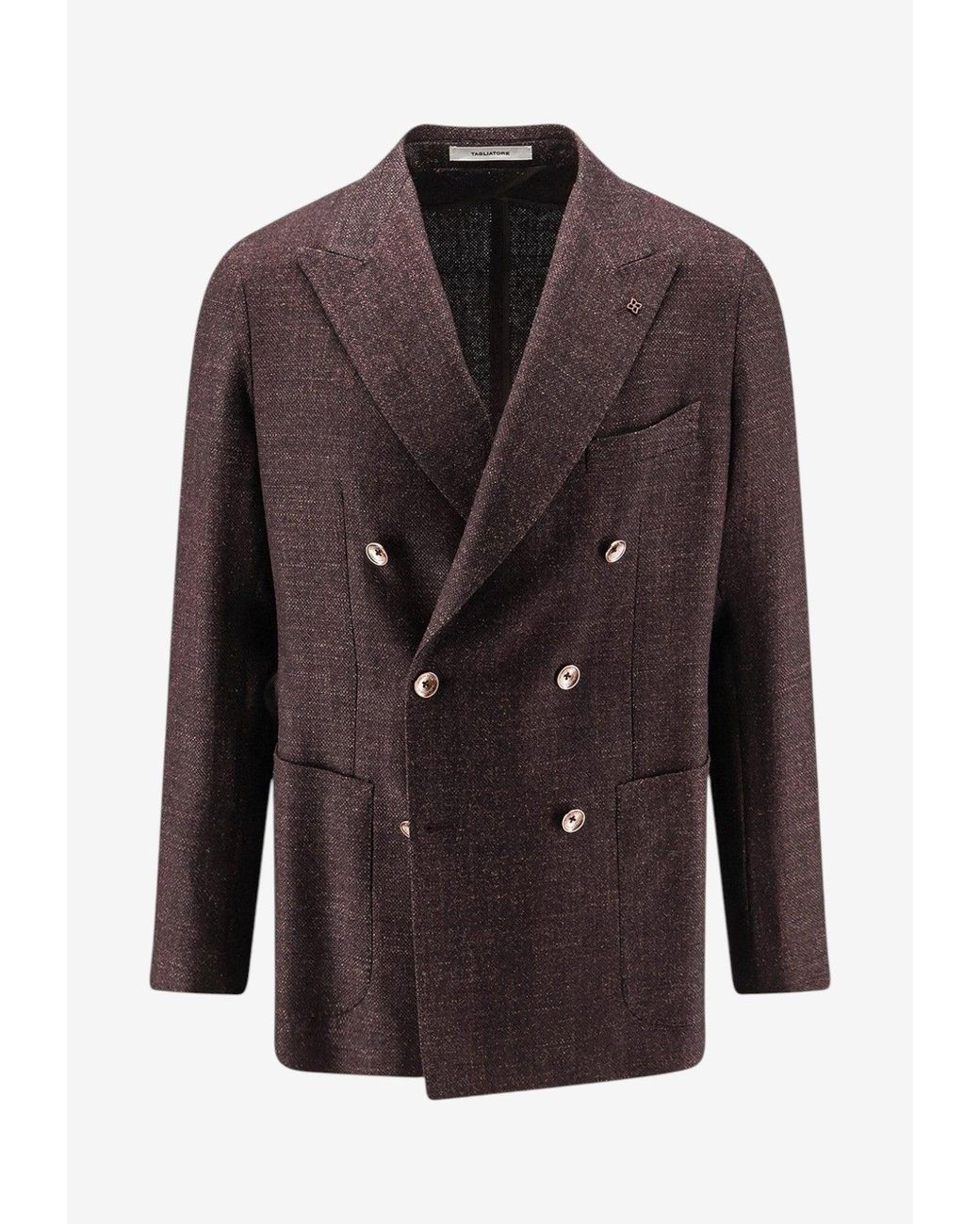 Tagliatore Brown Double-Breasted Buttoned Blazer for men