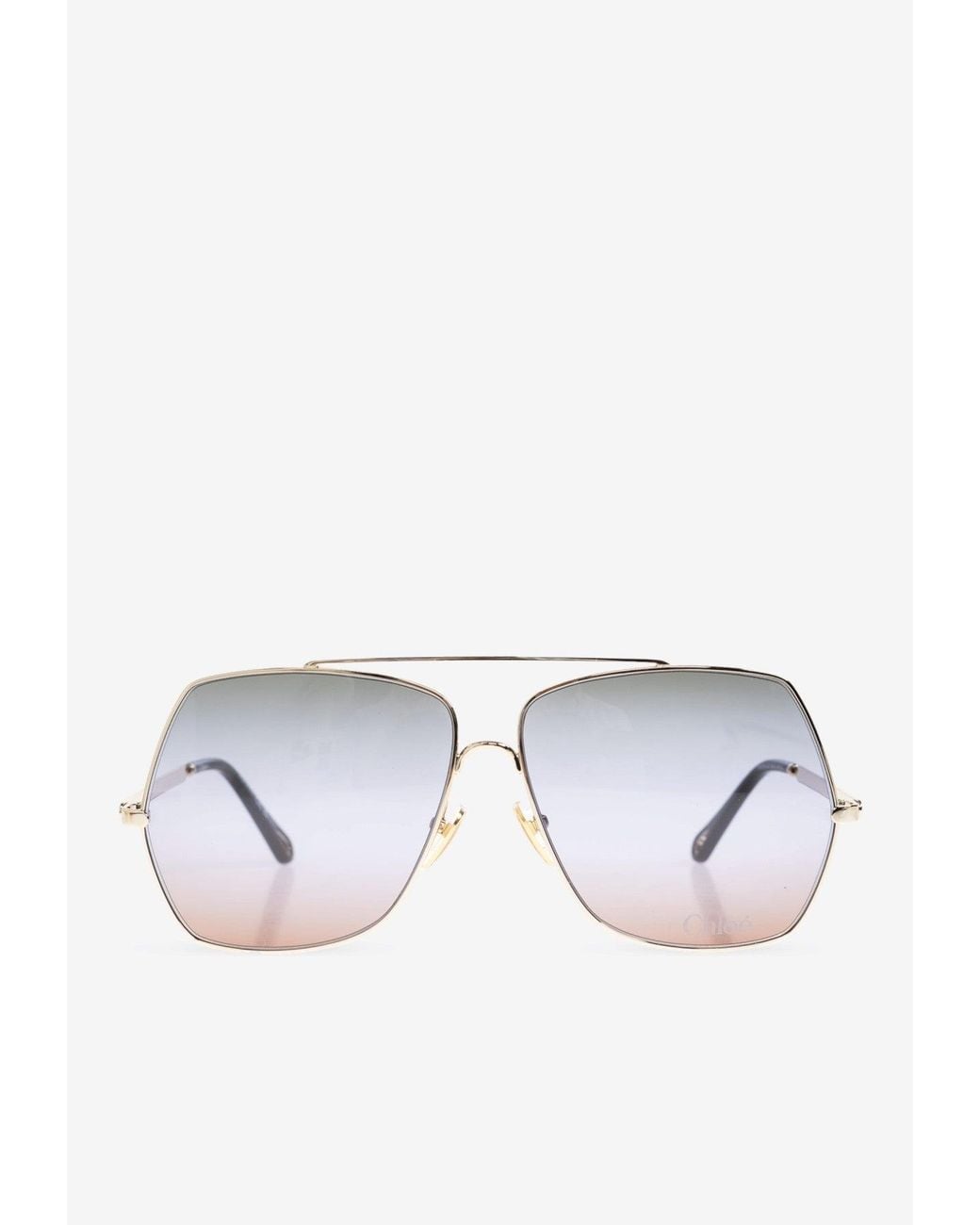 Chloé White Aly Geometric Ombre Sunglasses