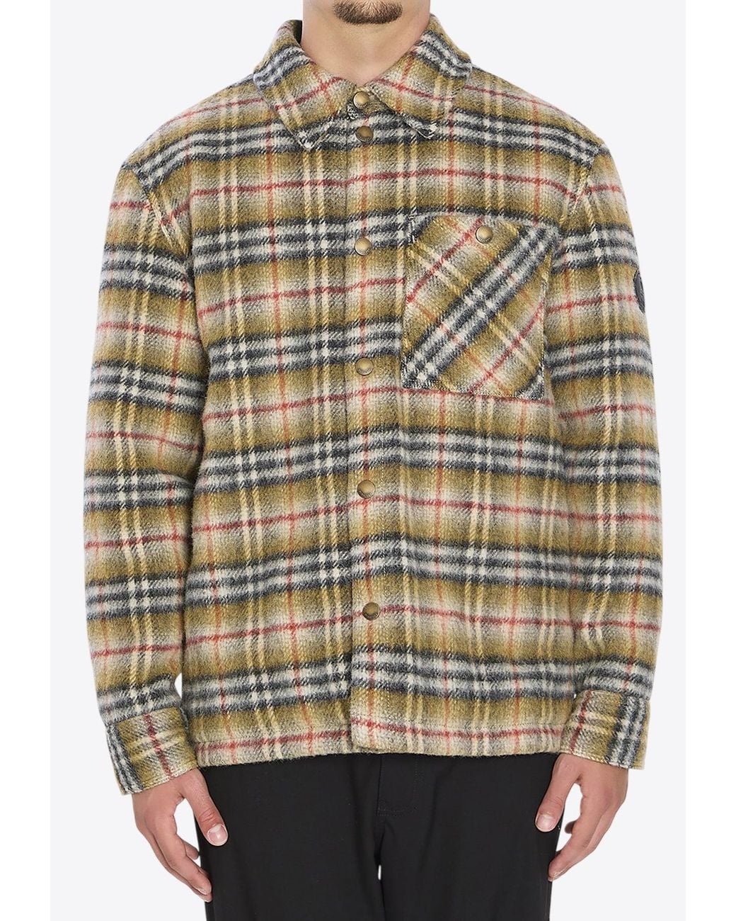 Burberry Gray Plaid Check Padded Jacket for men