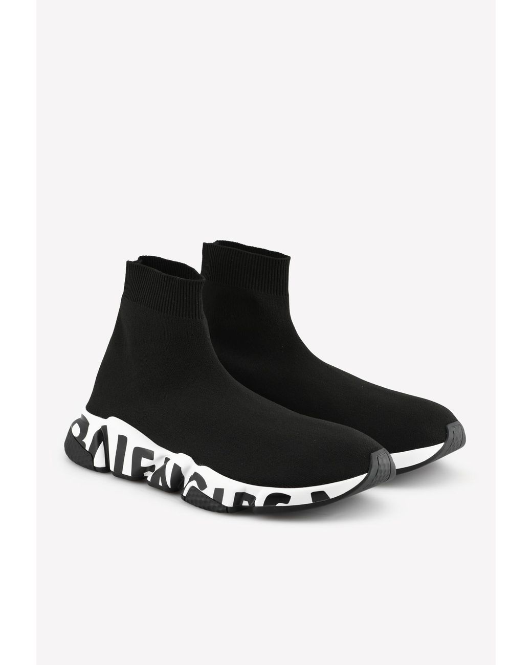 Balenciaga Synthetic Speed Graffiti Knit Sock Sneakers in Black for Men ...