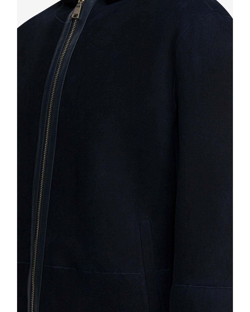 Tagliatore Blue Wool Zip-Up Coat for men