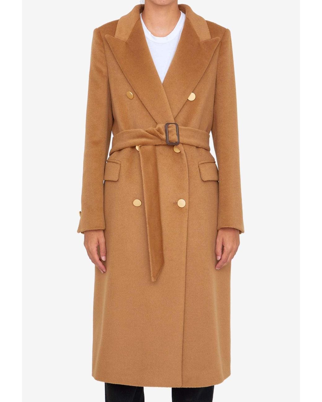 Tagliatore Angora Trench Coat In Wool in Brown | Lyst