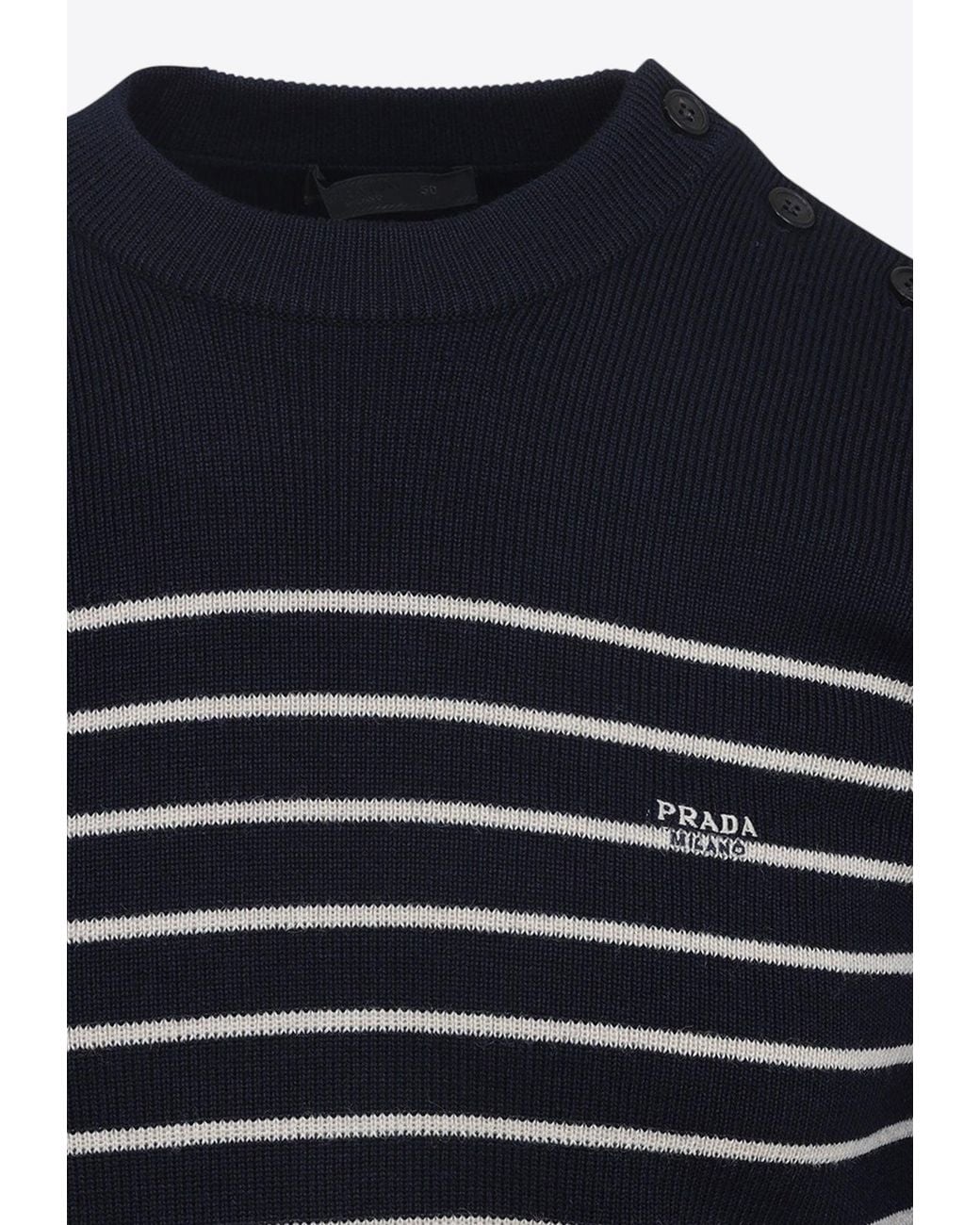Prada Blue Striped Wool Sweater for men