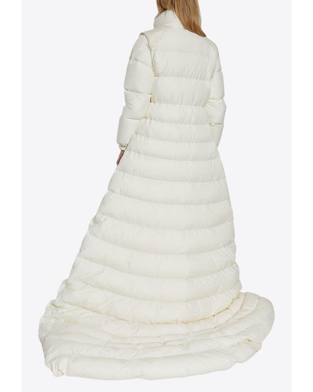 Moncler White Verone Extra-Long Down Jacket