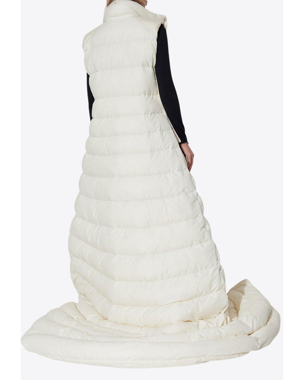 Moncler White Verone Extra-Long Down Jacket