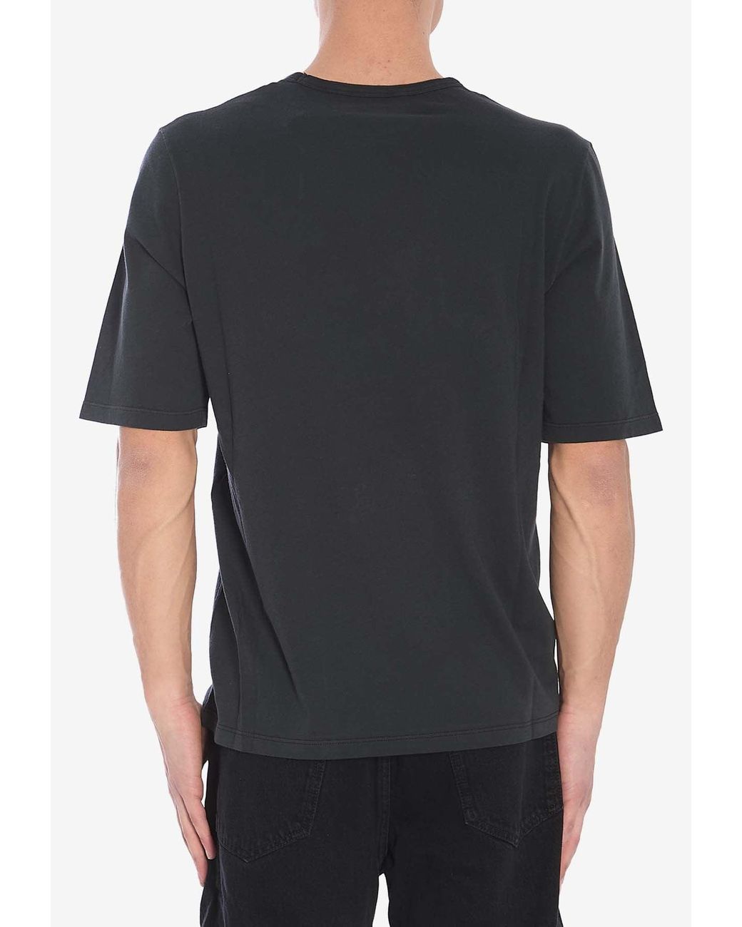 Saint Laurent Black Logo Embroidered T-Shirt for men