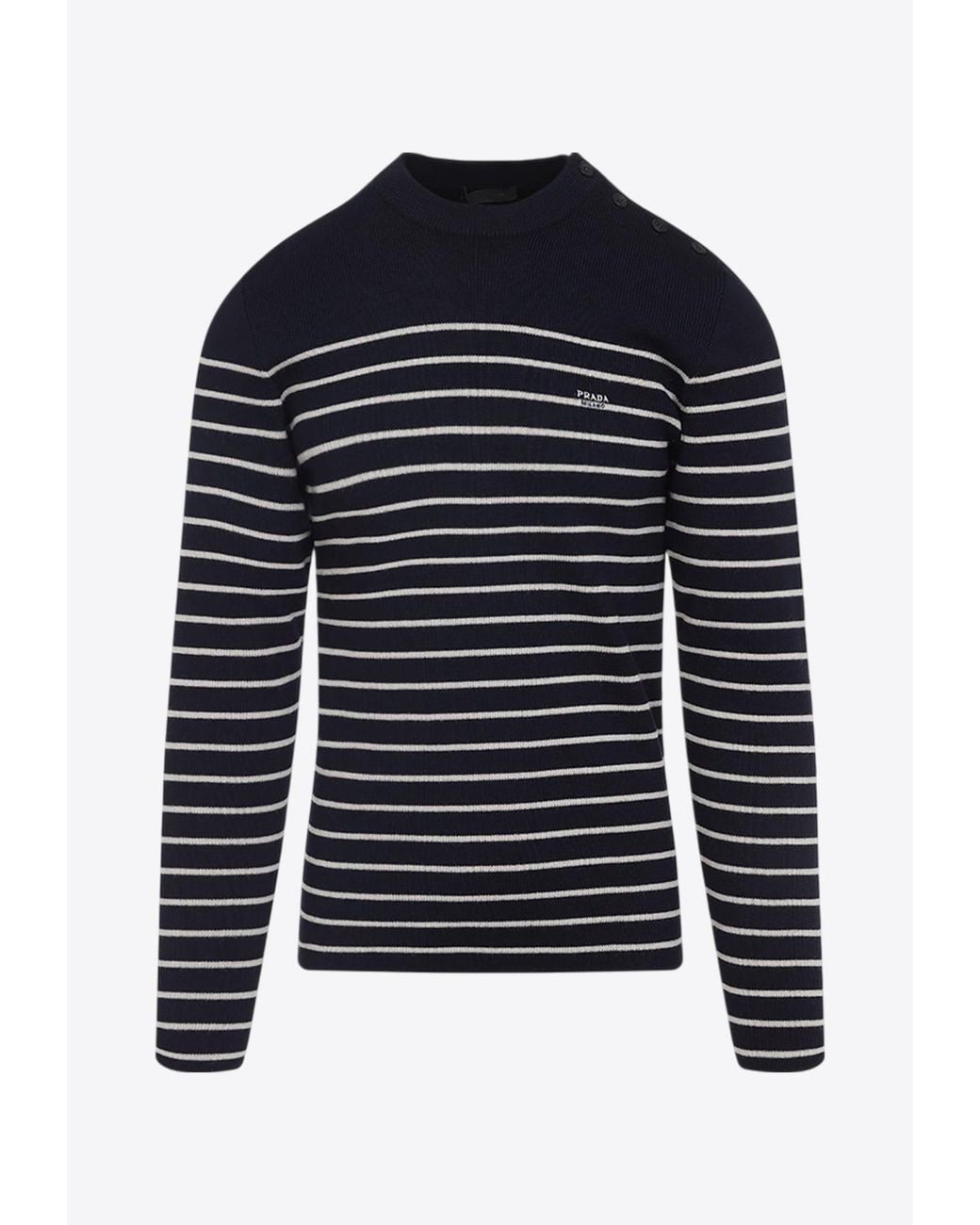 Prada Blue Striped Wool Sweater for men