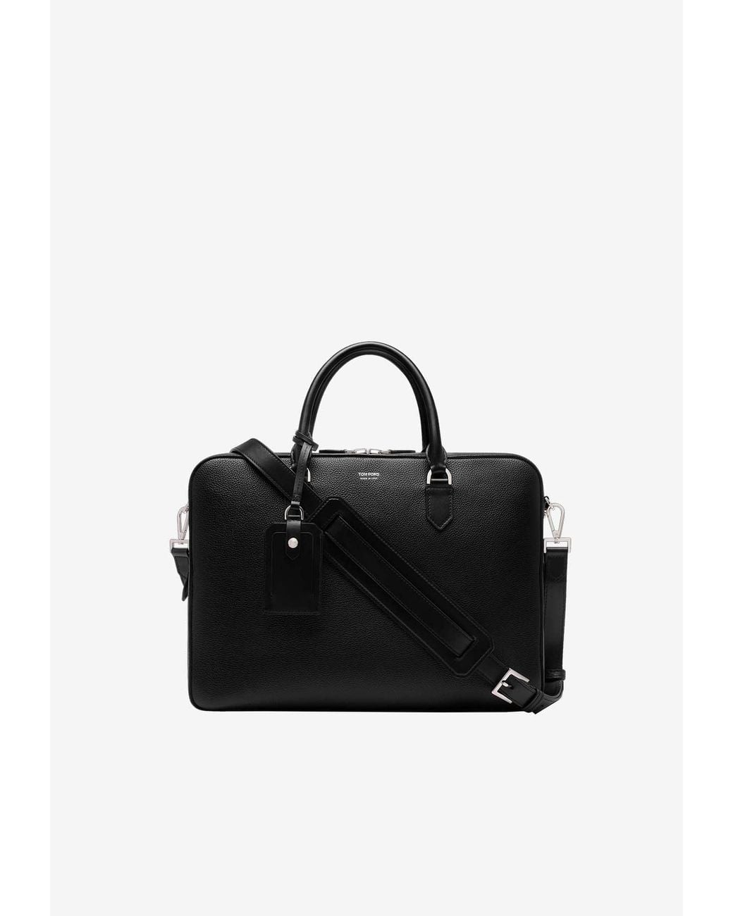 Tom Ford Black Elliot Leather Briefcase for men