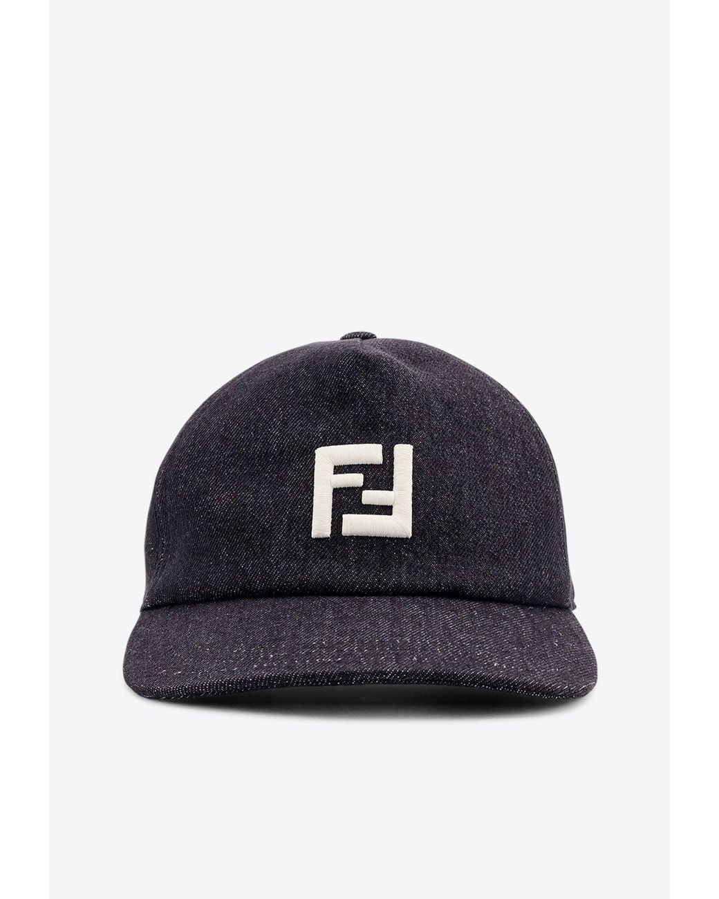 Fendi Blue Embroidered Ff Denim Baseball Cap for men
