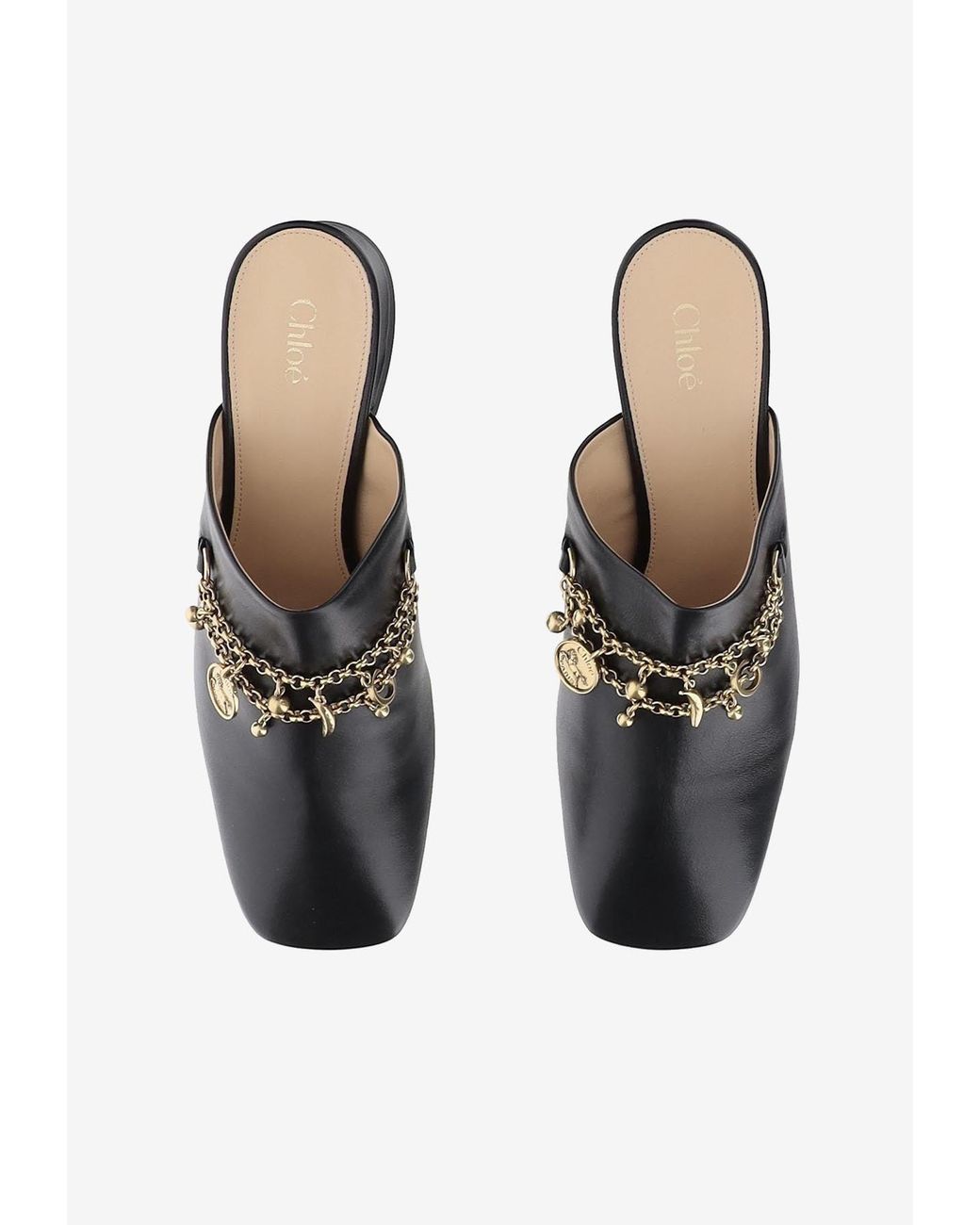 Chloé Black Heeled Mules "Charms"