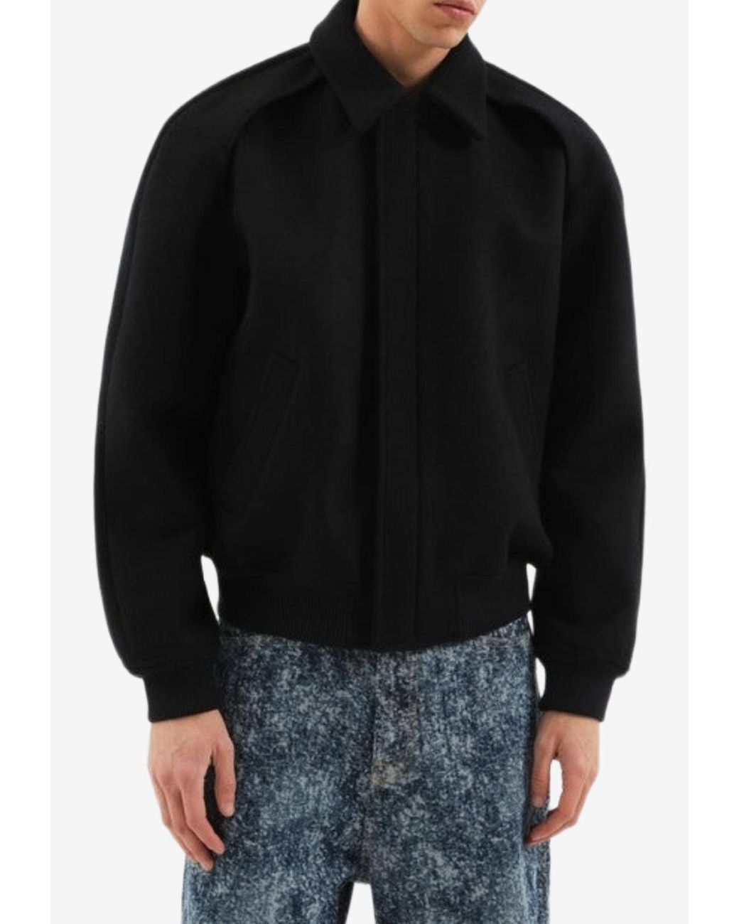 1989 STUDIO Black Wool-Blend Bomber Jacket for men