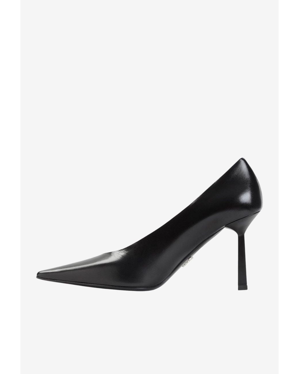 Prada White 90 Pointed Leather Pumps