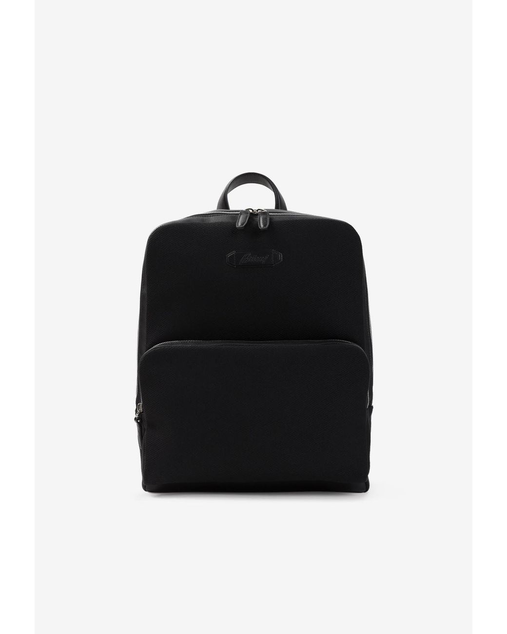 Brioni Black Logo Patch Waterproof Nylon Backpack for men