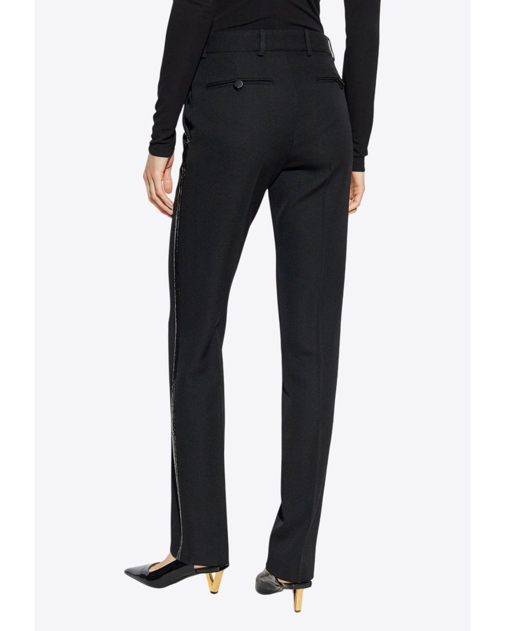 Versace Black Sequin Stripes Pants