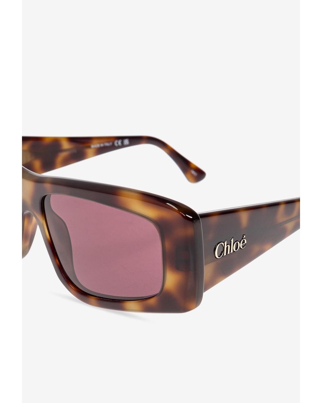 Chloé Pink Izia Rectangular Sunglasses