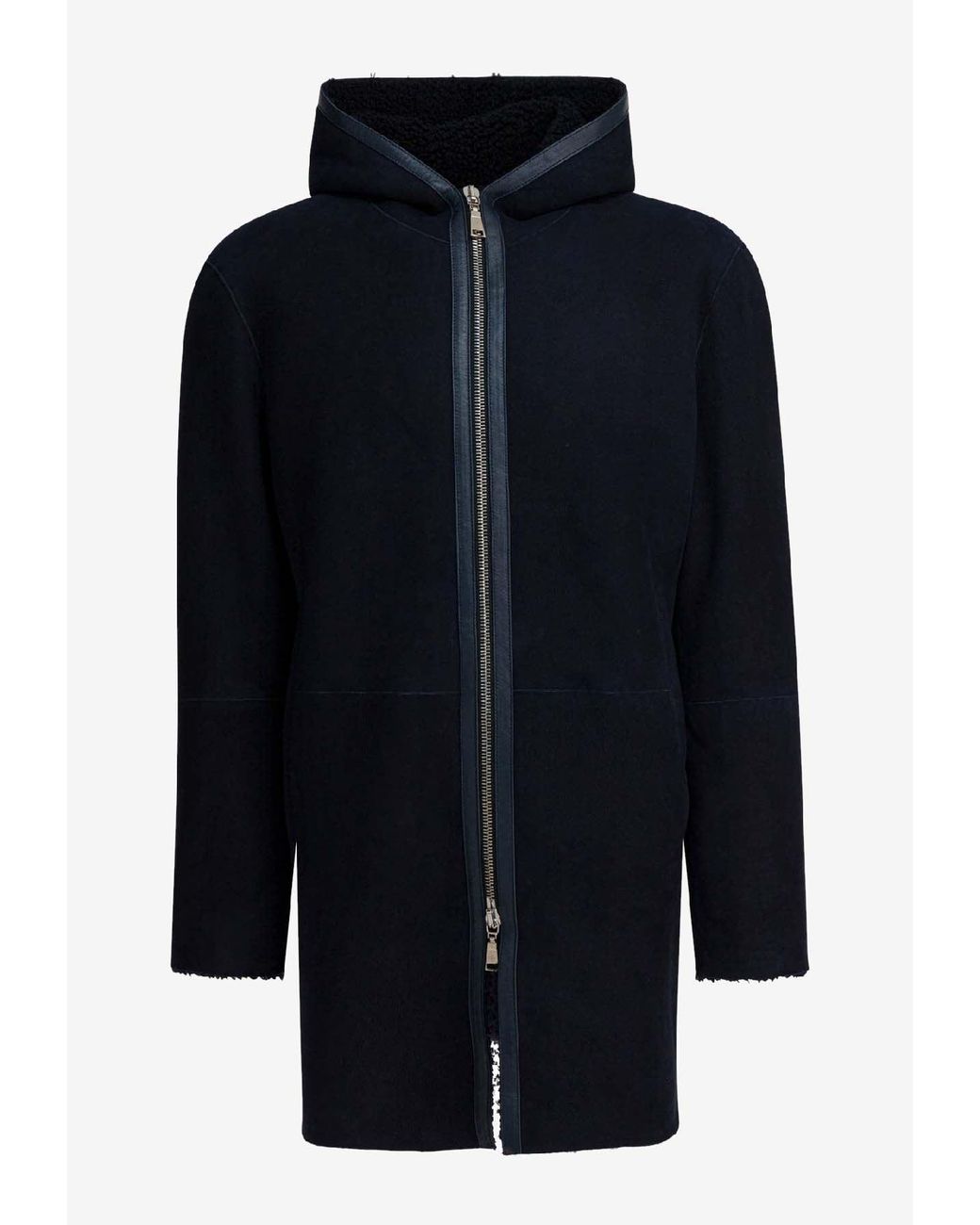 Tagliatore Blue Wool Zip-Up Coat for men