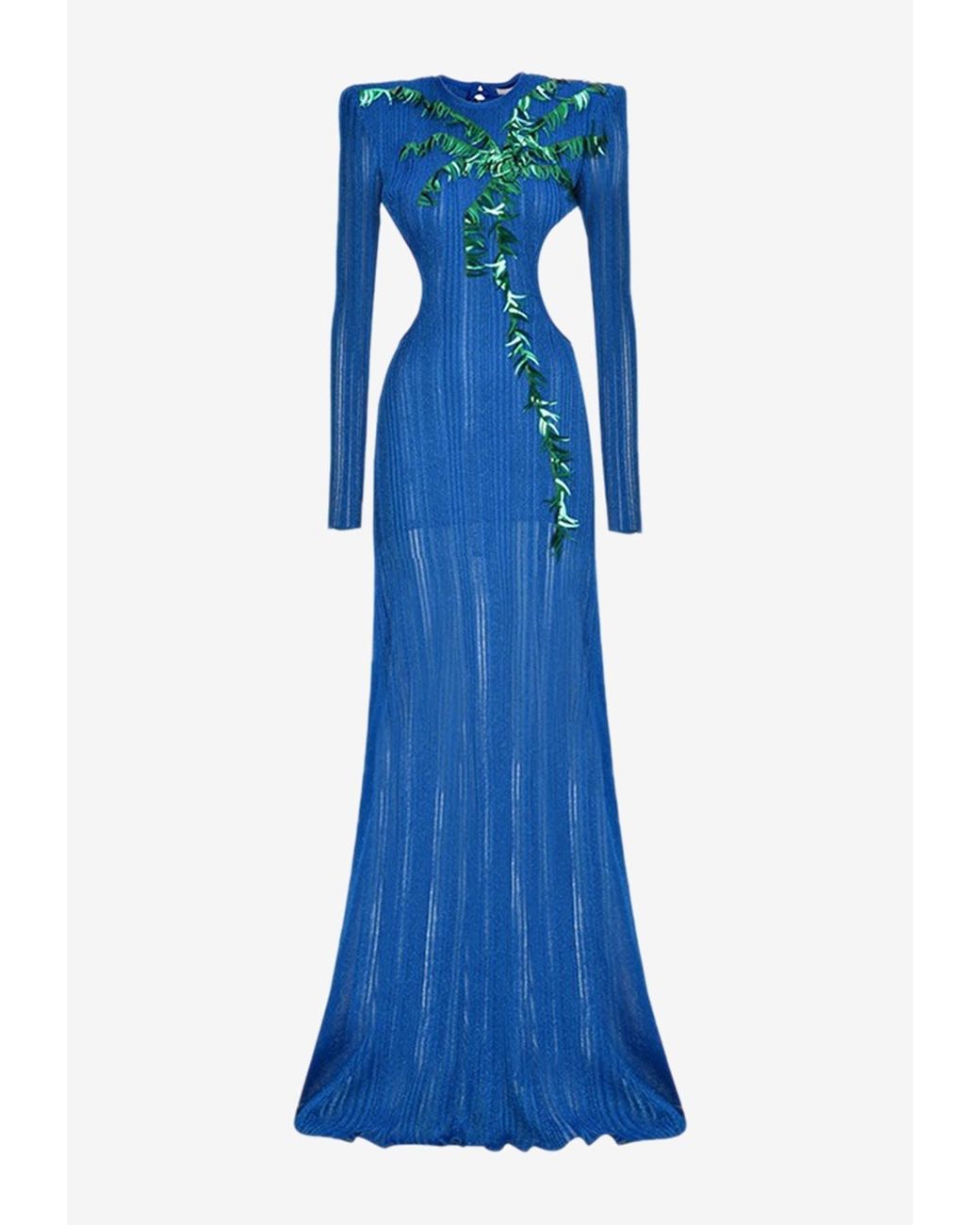 RAISA & VANESSA Hand Embroidered Knit Maxi Dress in Blue | Lyst