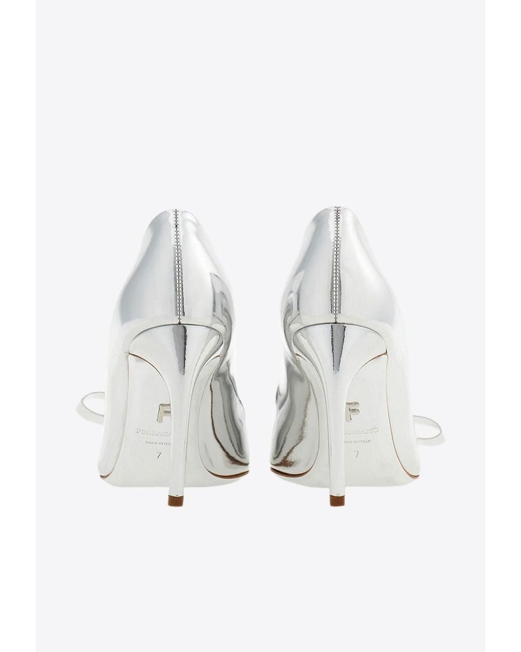 Ferragamo White Brilda 85 Pumps