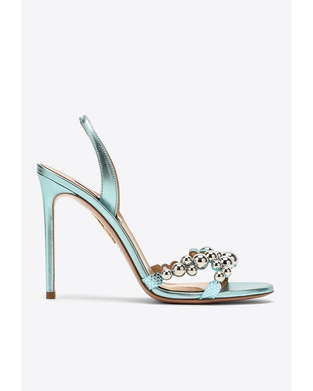 Aquazzura Bubbles 105 Slingback Sandals in Metallic Lyst