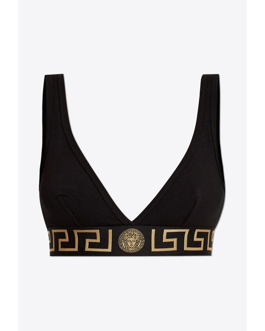 Versace Black Greca Border Triangle Bralette