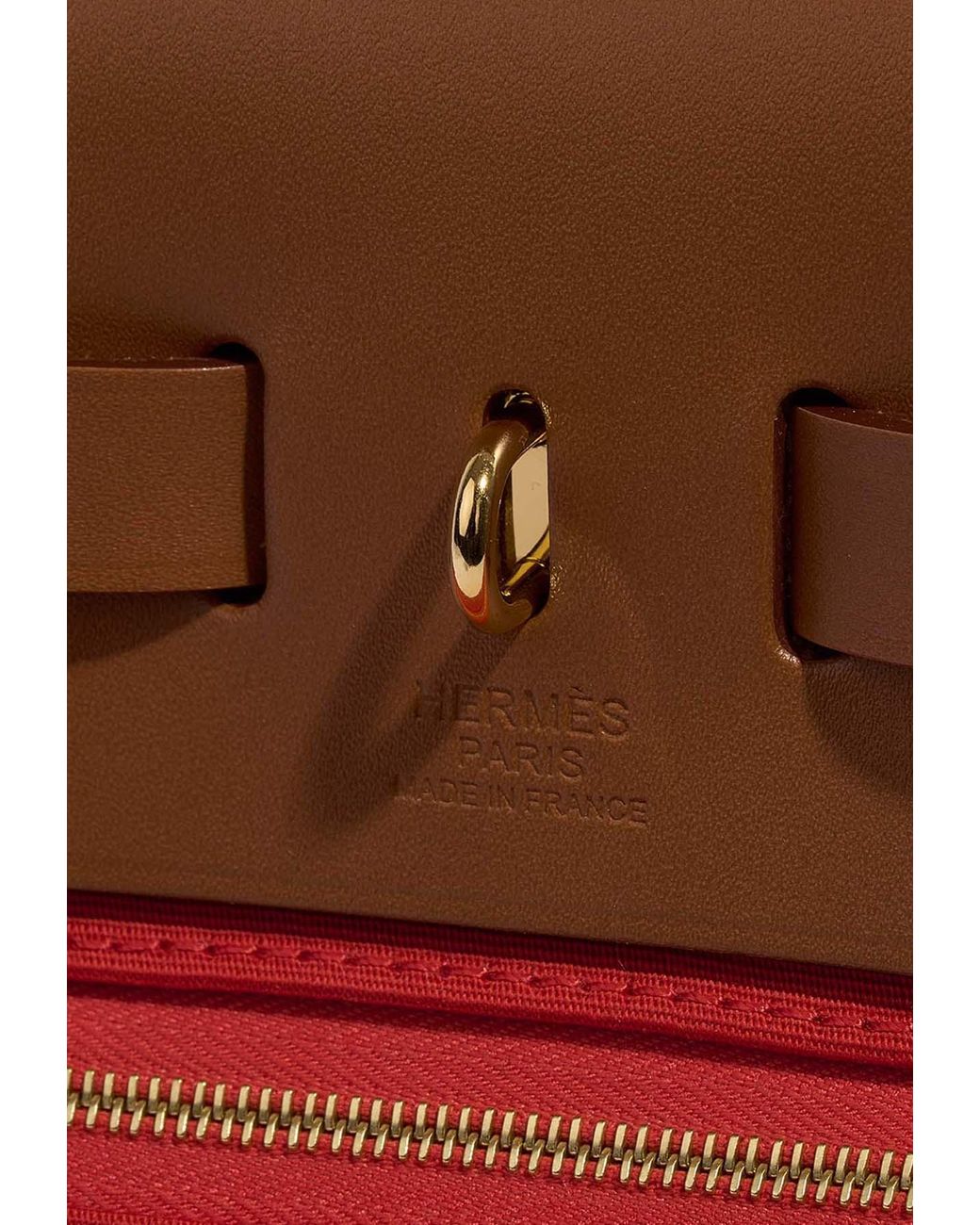Hermès Herbag 31 In Cuivre Toile And Fauve Vache Hunter With Gold Hardware  in Red