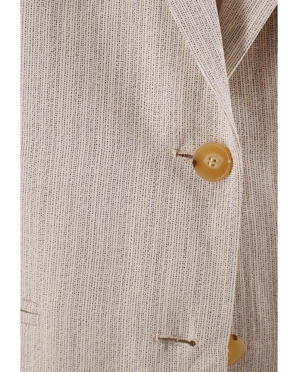 Alysi Natural Single-Breasted Buttoned Blazer