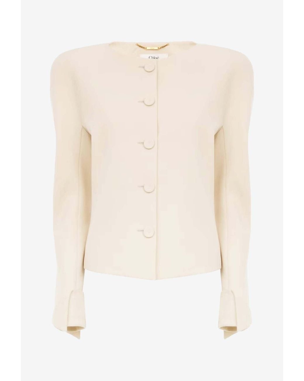 Chloé Blue Collarless Fitted Jacket