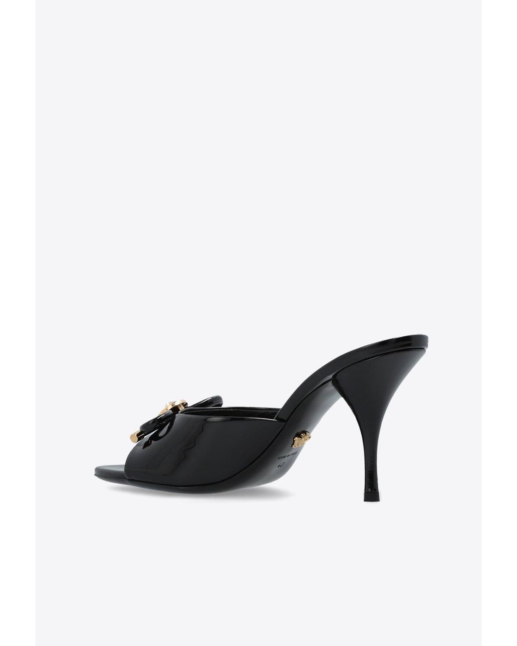 Versace Black Opera Bow 85 Patent Leather Mules