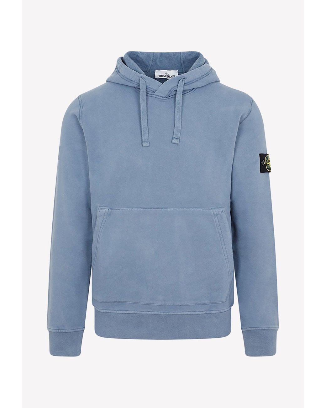 Mens Clothing Activewear gym and workout clothes Hoodies Stone Island Blue Cotton Hoodie With Logo Patch Man for Men 