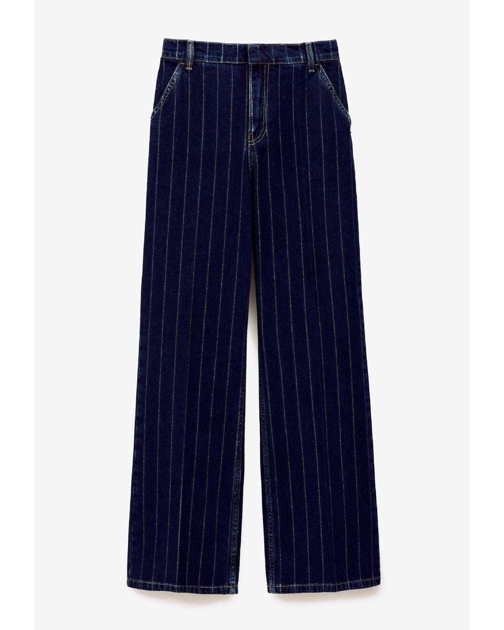 Ba&sh Blue Vecchi Distressed Striped Jeans