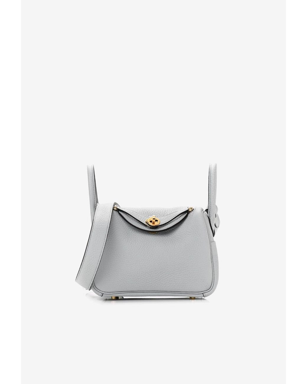 Hermès Mini Lindy 20 In Bleu Pale Clemence With Gold Hardware in White ...