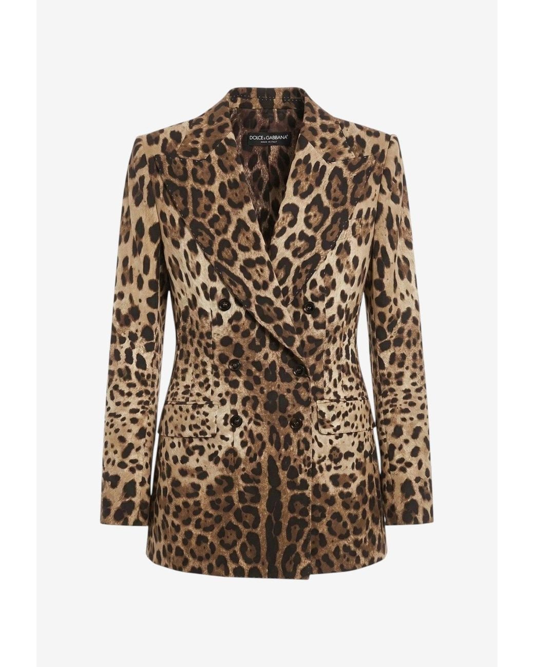 Dolce & Gabbana Brown Leopard Print Wool Blazer