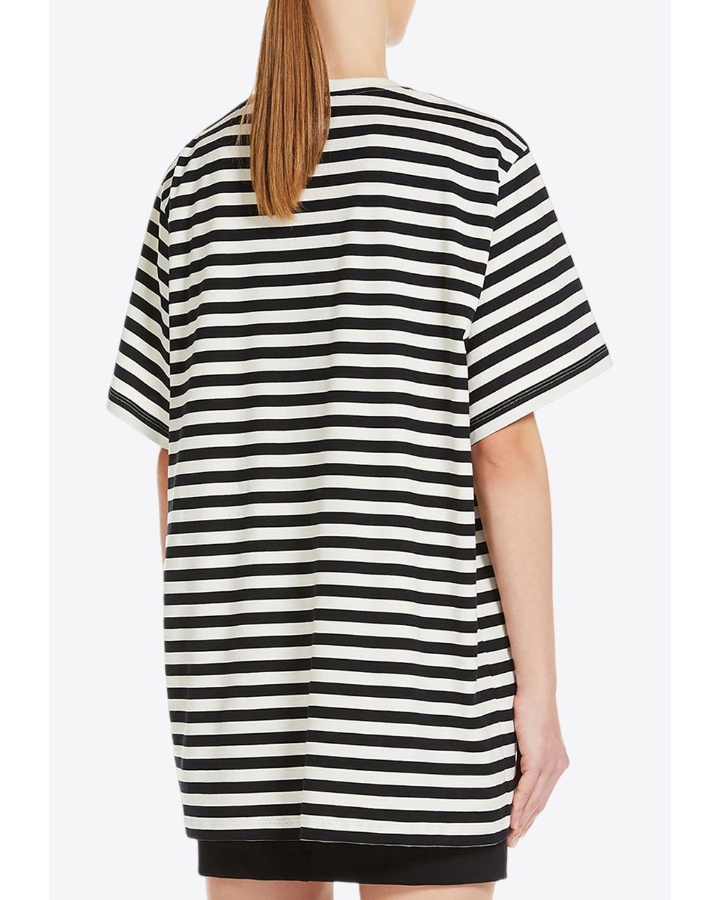 Max Mara Black Kaki Oversized Stripe T-Shirt