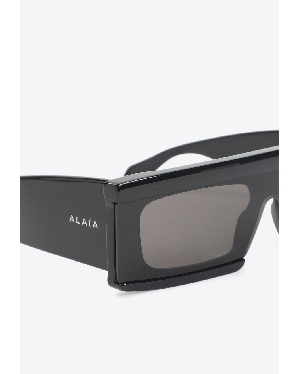 Alaïa Gray Square-Frame Logo Sunglasses