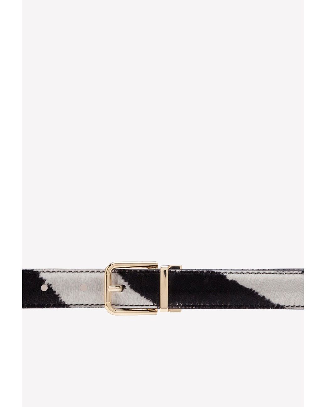 Dolce & Gabbana Black Zebra Print Belt