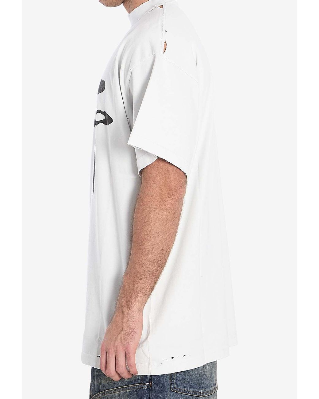 Balenciaga 3B Liquefied Oversized Crewneck T-Shirt in White