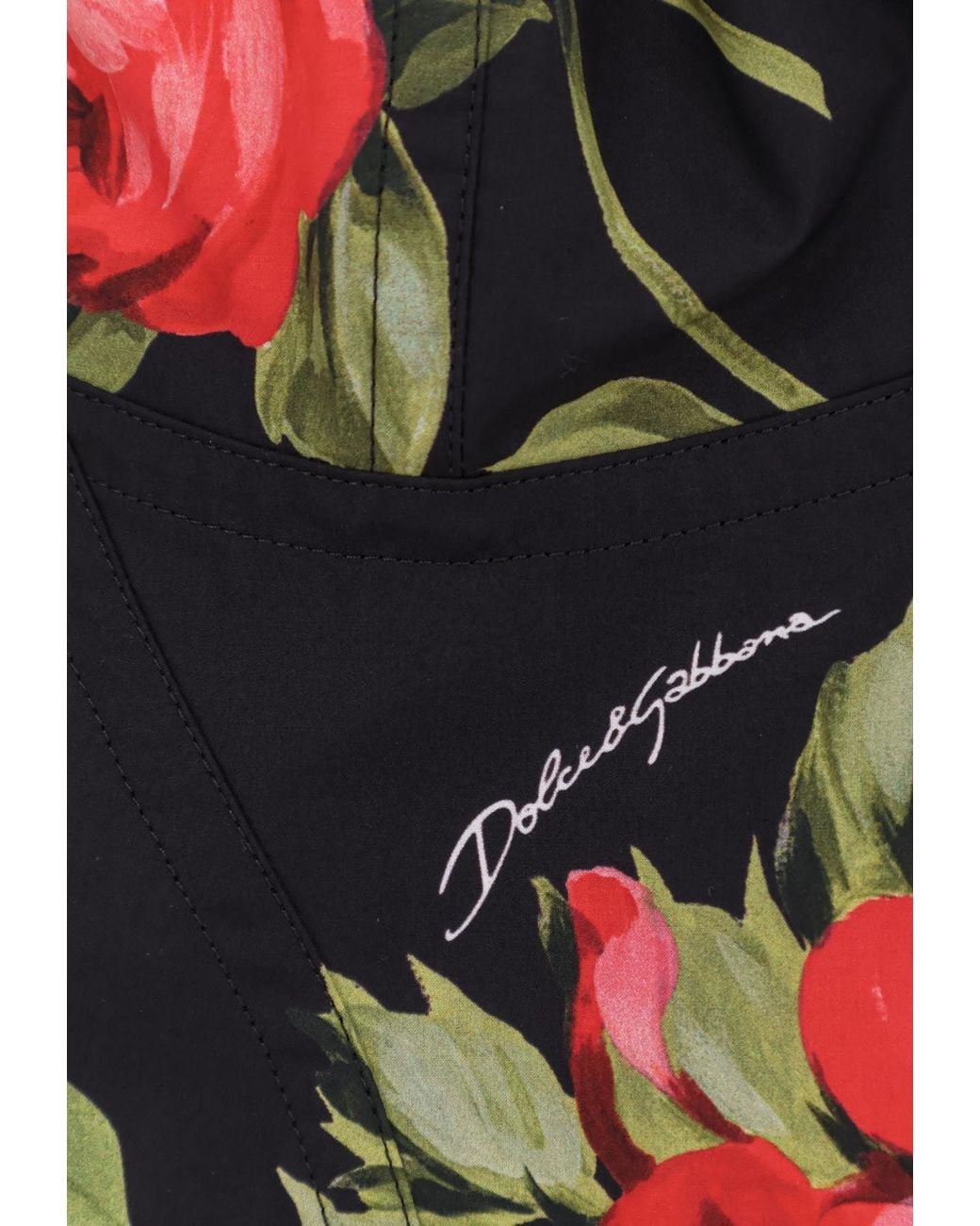 Dolce & Gabbana Red Rose Bouquet Print Bustier Top
