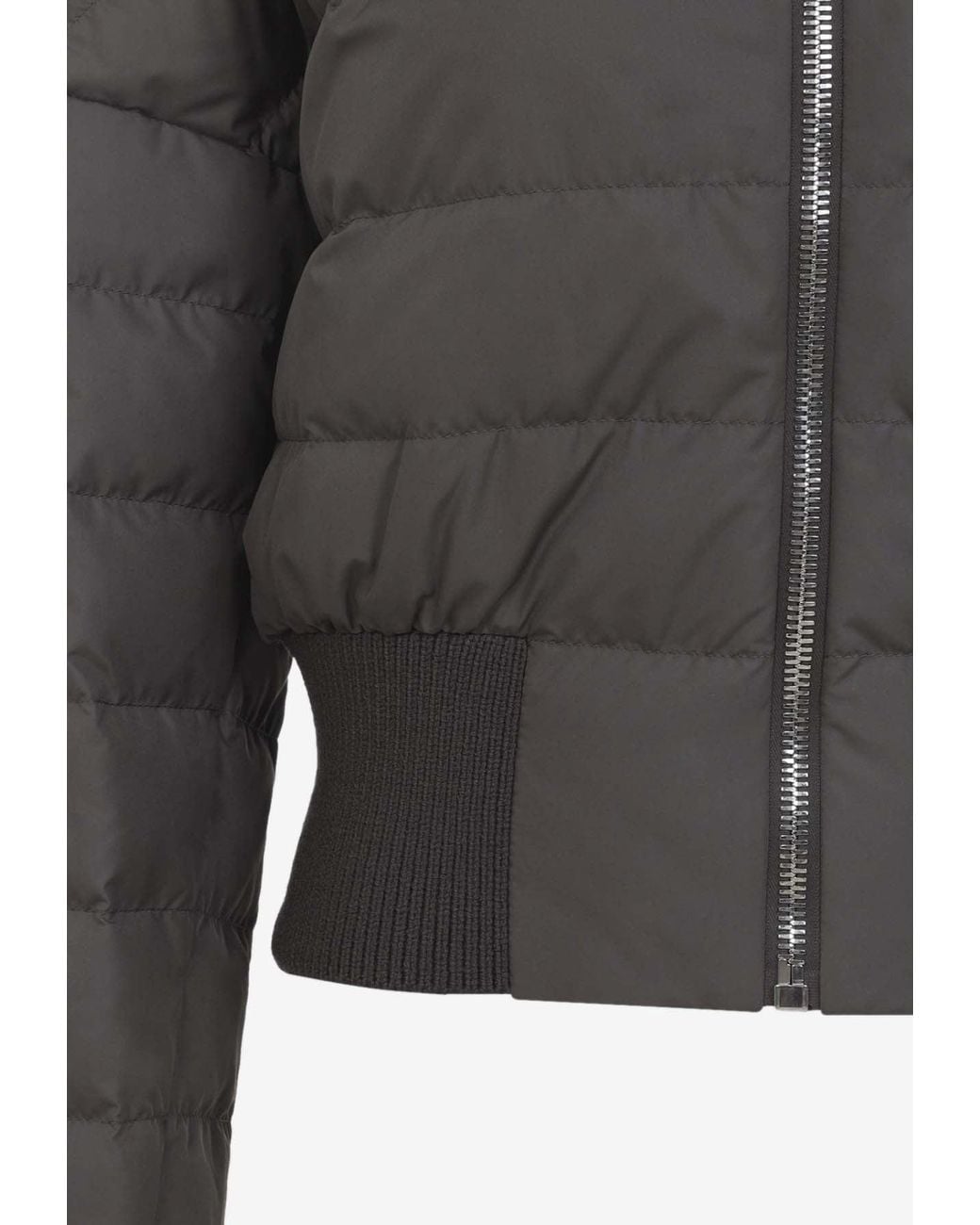 Moncler Gray Cropped Down Jacket With Logo-Patch