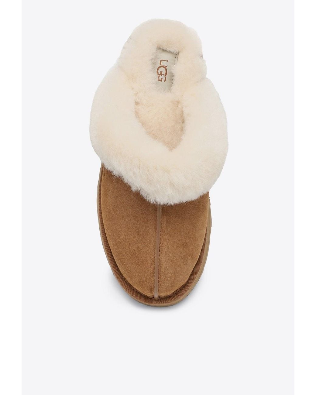 Ugg White Disquette Shearling Slippers