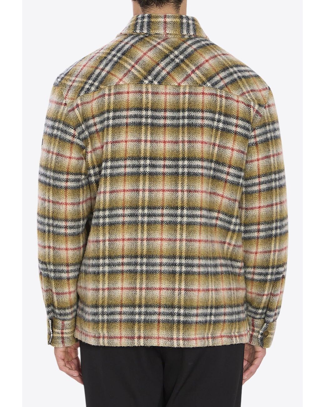 Burberry Gray Plaid Check Padded Jacket for men