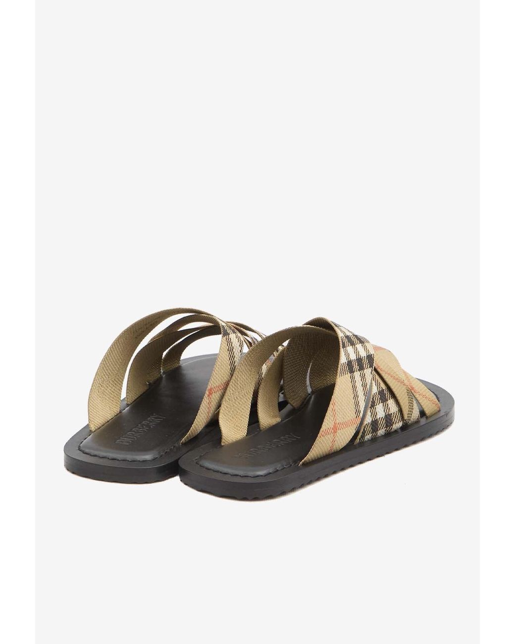 サンダル Burberry Pavilion Check Sandals Check Pavilion Sandals​ in Sand - Men, Nylon | Burberry