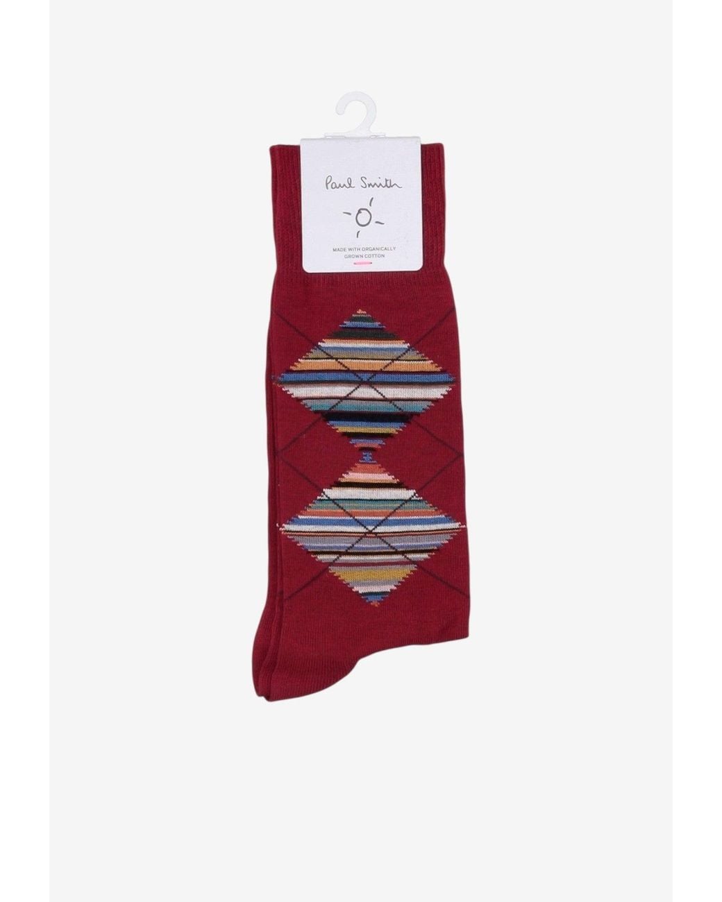 Paul Smith Red Argyle-Pattern Socks for men