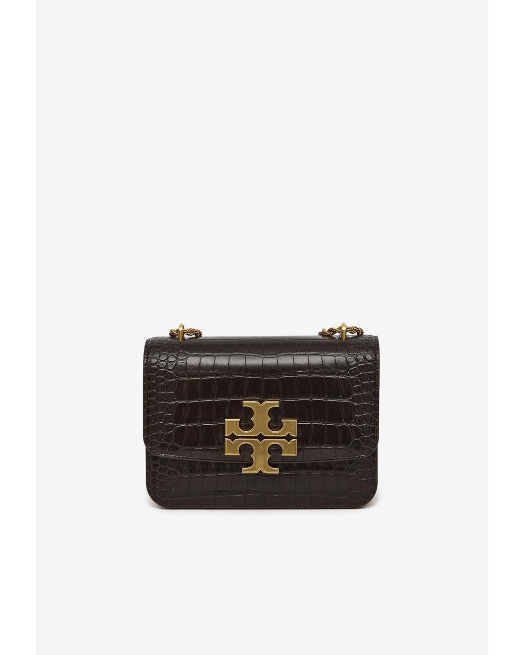 Tory Burch Eleanor Shoulder Bag In Croc Embossed Leather in White