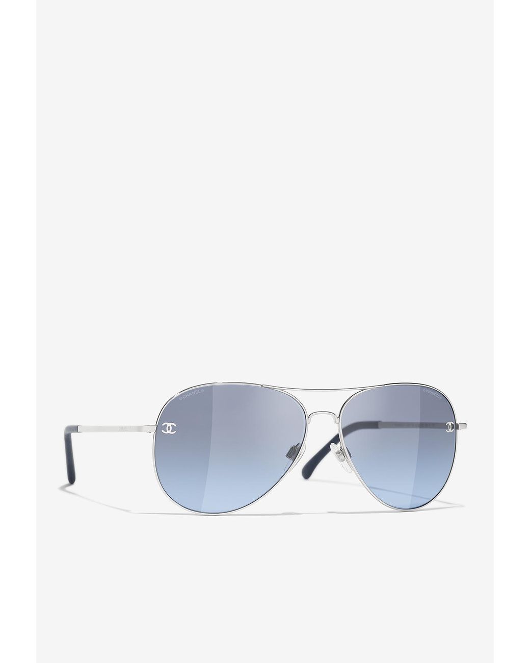 Chanel Logo Pilot Sunglasses in Blue Lyst