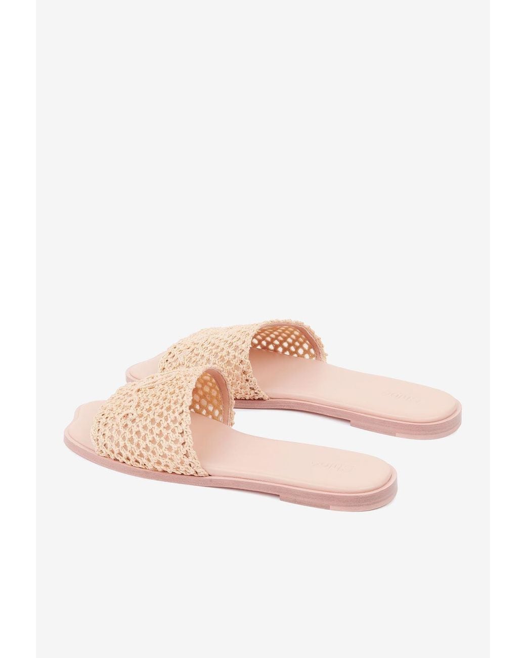 Chloé White Soleil Crochet-Effect Flat Sandals