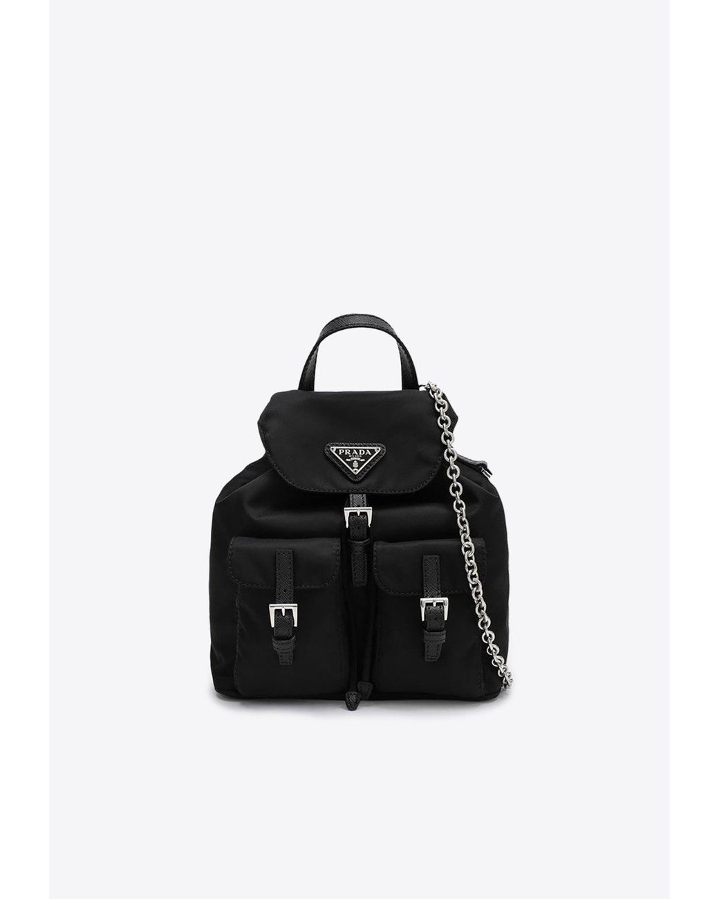 ☆PRADA☆Triangle Logo Mini Backpack Keyring - Black☆ prada-Black-Mini-Re-Nylon-