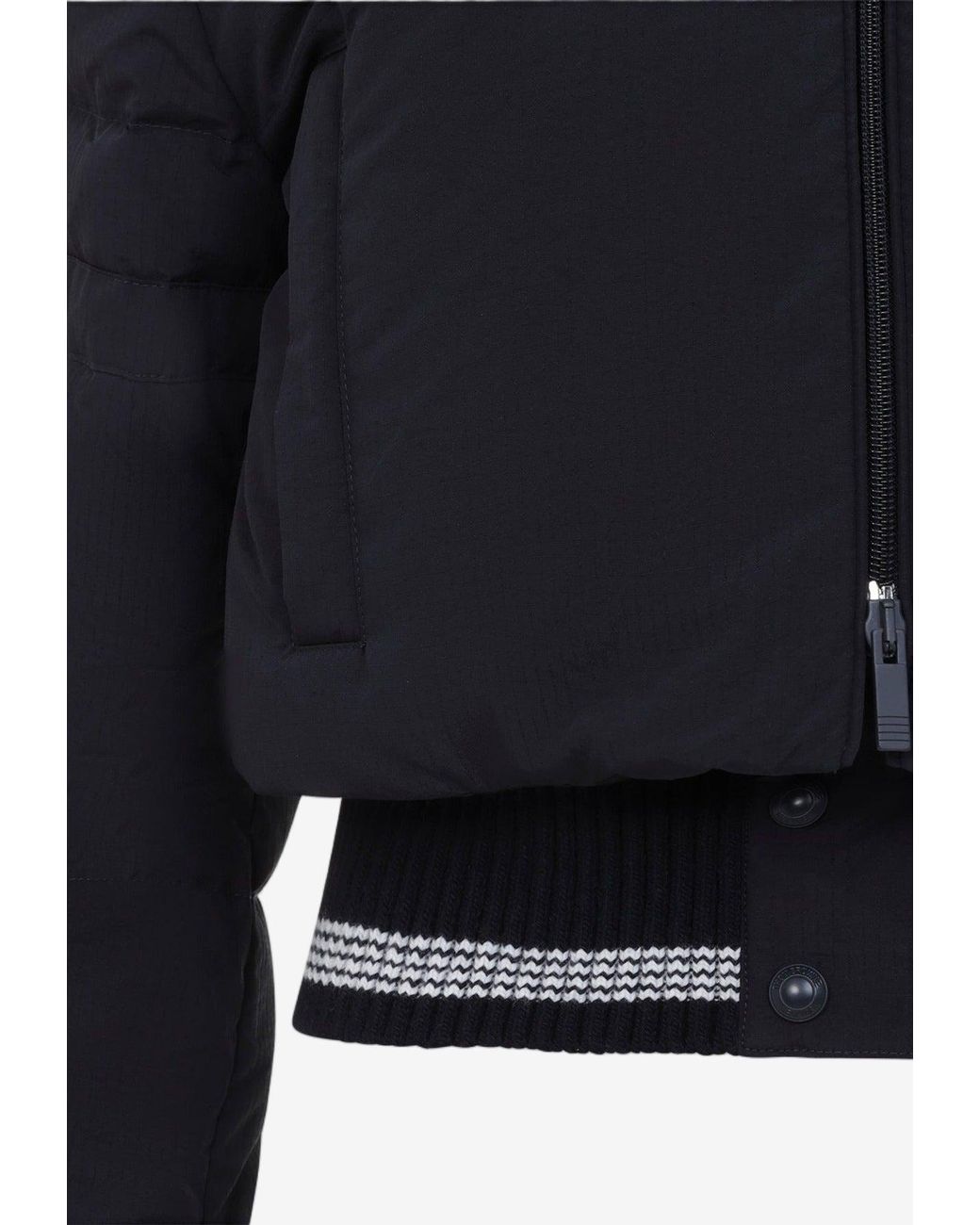 Thom Browne Blue High-Neck Cropped Down Jacket