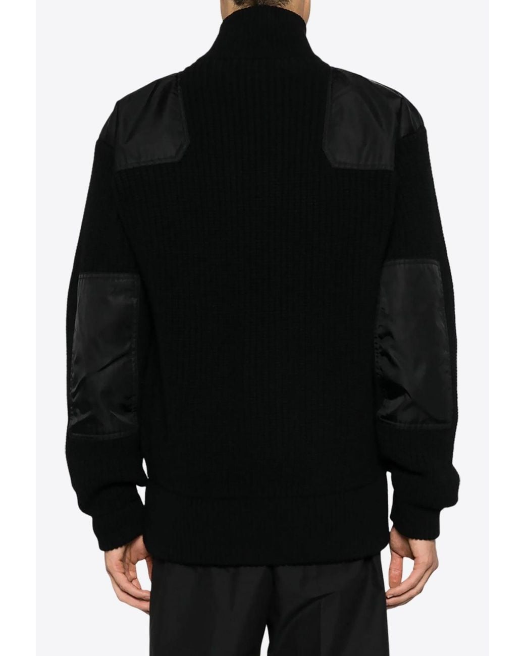 Prada Black Enamel-Triangle Zip-Up Jacket for men