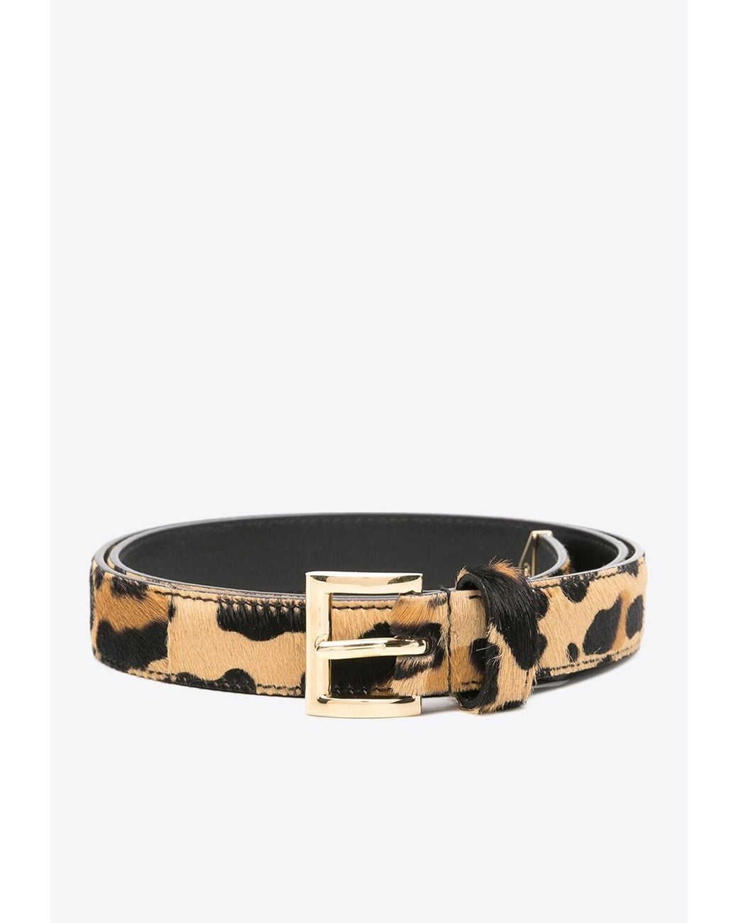 Prada White Leopard Print Buckled Belt