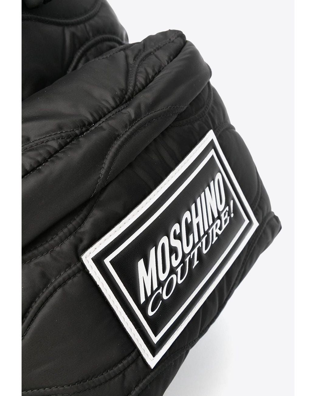 Moschino Black Logo-Patch Quilted Backpack for men